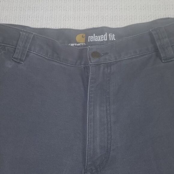 Carhartt Relaxed Fit Carpenter High Rise Flat Front Gray Sz 38 Shorts w pockets - Picture 2 of 7
